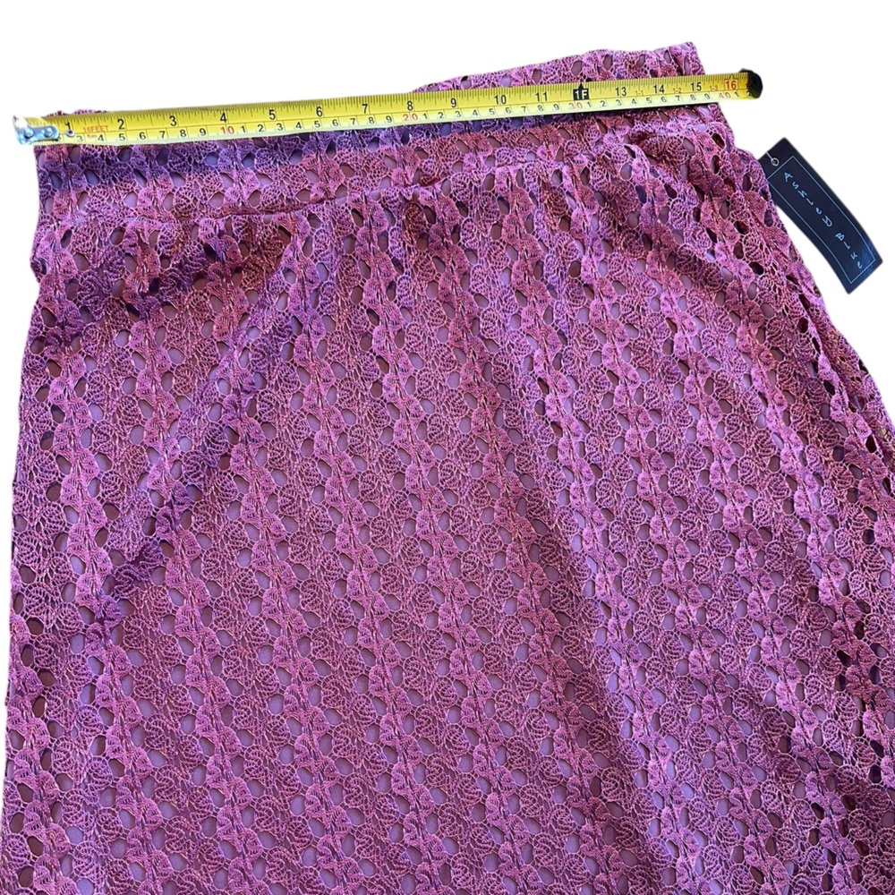 Ashley Blue Y2K Mauve Rosy Lace Maxi Skirt Deadstock NWT Made USA Vintage 2000s - Picture 9 of 13